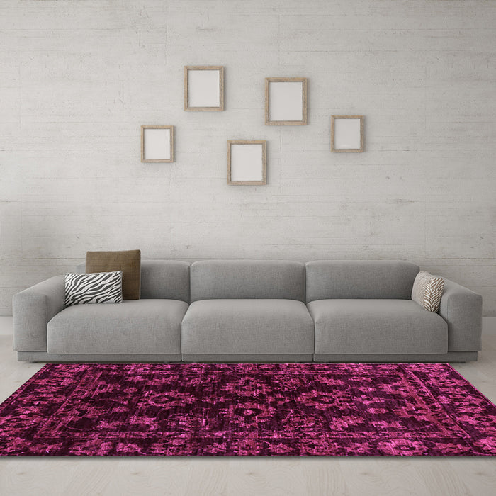 Machine Washable Abstract Purple Modern Area Rugs in a Living Room, wshabs748pur
