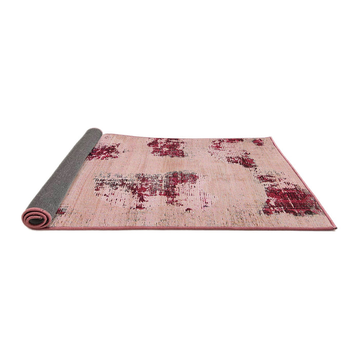 Sideview of Abstract Deep Rose Pink Modern Rug, abs749