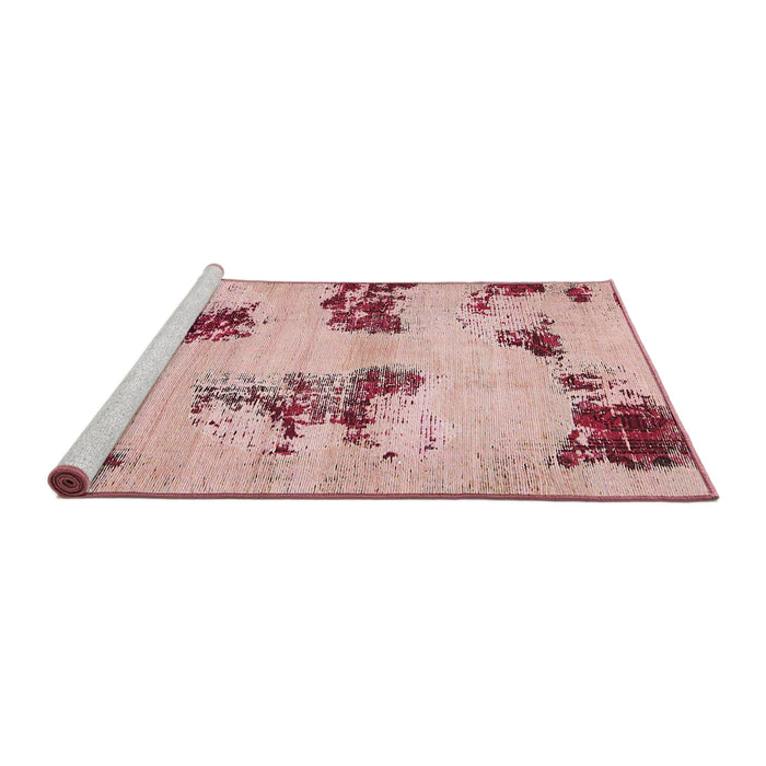 Sideview of Machine Washable Abstract Deep Rose Pink Rug, wshabs749