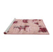 Sideview of Machine Washable Abstract Deep Rose Pink Rug, wshabs749