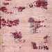 Square Machine Washable Abstract Deep Rose Pink Rug, wshabs749