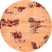 Round Abstract Orange Modern Rug, abs749org