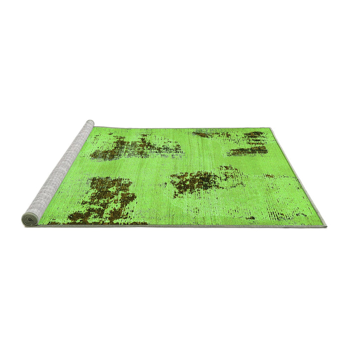 Sideview of Machine Washable Abstract Green Modern Area Rugs, wshabs749grn
