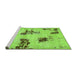 Sideview of Machine Washable Abstract Green Modern Area Rugs, wshabs749grn