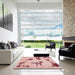 Square Abstract Deep Rose Pink Modern Rug in a Living Room, abs749