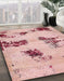 Abstract Deep Rose Pink Modern Rug in Family Room, abs749