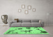 Machine Washable Abstract Emerald Green Modern Area Rugs in a Living Room,, wshabs749emgrn