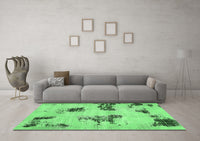 Machine Washable Abstract Emerald Green Modern Rug, wshabs749emgrn