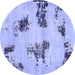 Round Abstract Blue Modern Rug, abs749blu