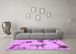 Machine Washable Abstract Purple Modern Area Rugs in a Living Room, wshabs749pur