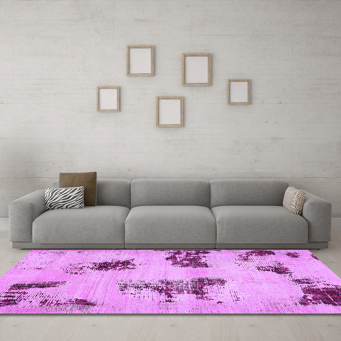Machine Washable Abstract Purple Modern Area Rugs in a Living Room, wshabs749pur