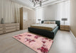 Abstract Deep Rose Pink Modern Rug in a Bedroom, abs749