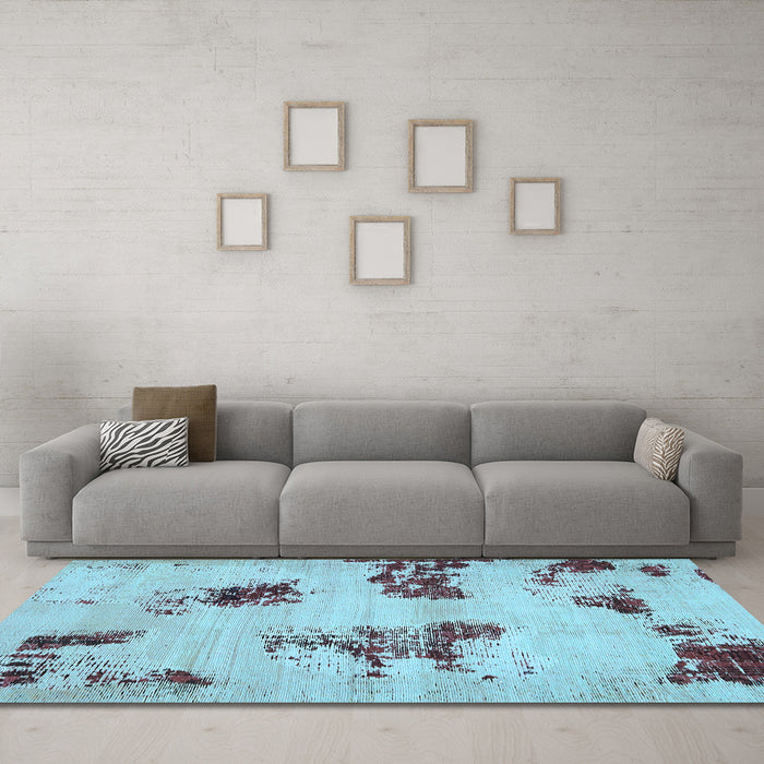 Machine Washable Abstract Light Blue Modern Rug in a Living Room, wshabs749lblu