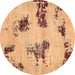 Round Abstract Brown Modern Rug, abs749brn