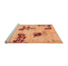 Sideview of Machine Washable Abstract Orange Modern Area Rugs, wshabs749org