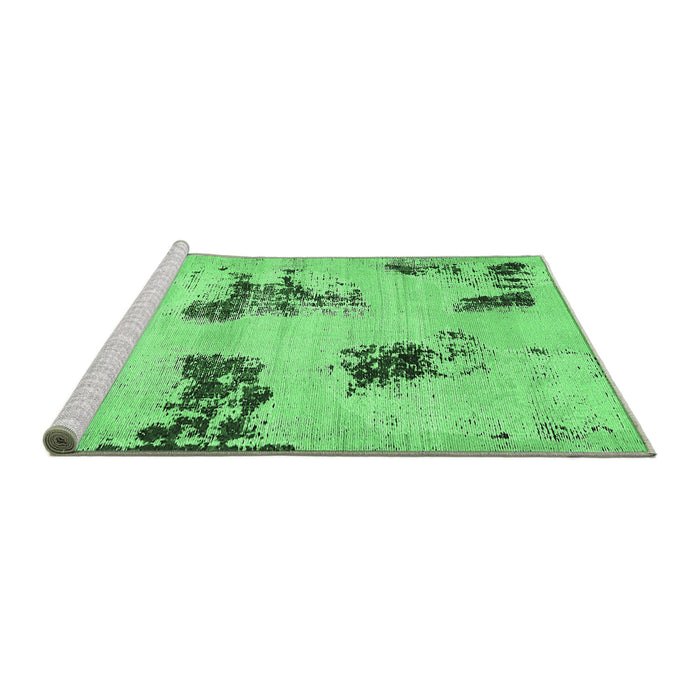 Sideview of Machine Washable Abstract Emerald Green Modern Area Rugs, wshabs749emgrn