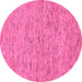 Round Machine Washable Abstract Pink Modern Rug, wshabs74pnk