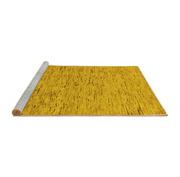 Sideview of Machine Washable Abstract Yellow Modern Rug, wshabs74yw