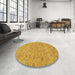 Round Machine Washable Abstract Sedona Brown Rug in a Office, wshabs74