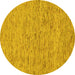 Round Abstract Yellow Modern Rug, abs74yw