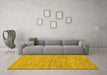 Machine Washable Abstract Yellow Modern Rug in a Living Room, wshabs74yw