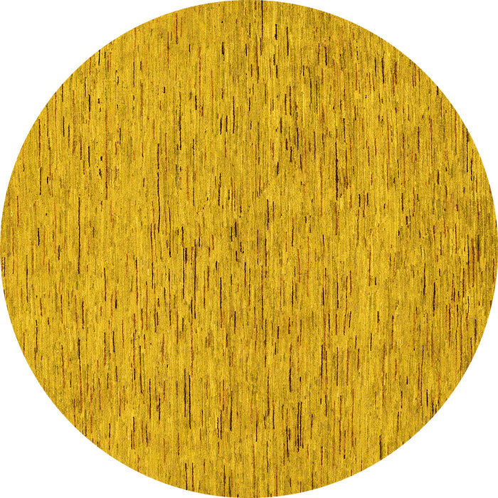 Round Machine Washable Abstract Yellow Modern Rug, wshabs74yw