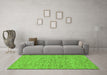 Machine Washable Abstract Green Modern Area Rugs in a Living Room,, wshabs74grn