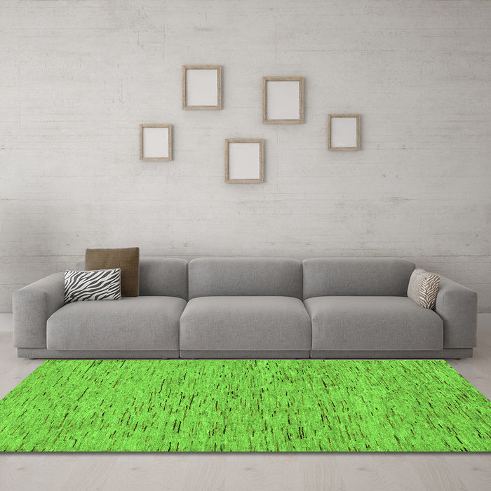 Machine Washable Abstract Green Modern Area Rugs in a Living Room,, wshabs74grn