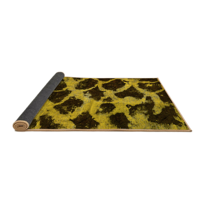 Sideview of Abstract Yellow Modern Rug, abs750yw