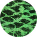 Round Machine Washable Abstract Green Modern Area Rugs, wshabs750grn