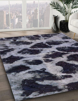 Abstract Dark Gray Modern Rug in Family Room, abs750
