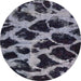 Round Abstract Dark Gray Modern Rug, abs750