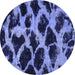 Round Machine Washable Abstract Blue Modern Rug, wshabs750blu