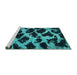 Sideview of Machine Washable Abstract Turquoise Modern Area Rugs, wshabs750turq