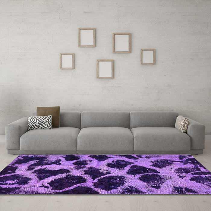 Machine Washable Abstract Purple Modern Area Rugs in a Living Room, wshabs750pur