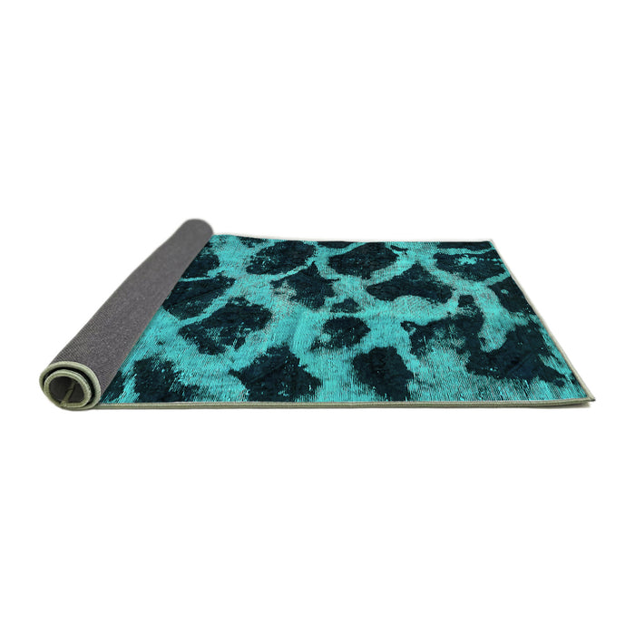 Sideview of Abstract Turquoise Modern Rug, abs750turq