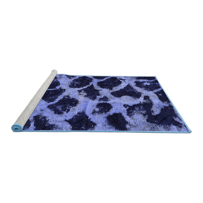 Sideview of Machine Washable Abstract Blue Modern Rug, wshabs750blu