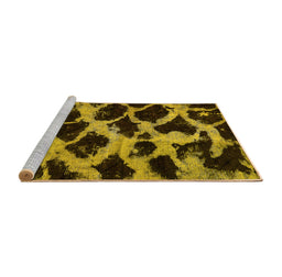 Sideview of Machine Washable Abstract Yellow Modern Rug, wshabs750yw