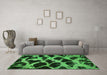 Machine Washable Abstract Green Modern Area Rugs in a Living Room,, wshabs750grn