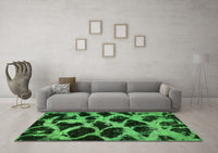 Machine Washable Abstract Green Modern Rug, wshabs750grn