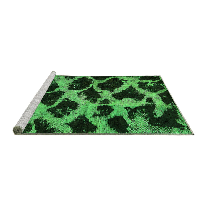 Sideview of Machine Washable Abstract Green Modern Area Rugs, wshabs750grn
