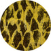 Round Abstract Yellow Modern Rug, abs750yw