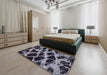 Abstract Dark Gray Modern Rug in a Bedroom, abs750