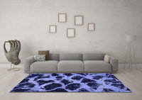 Machine Washable Abstract Blue Modern Rug, wshabs750blu