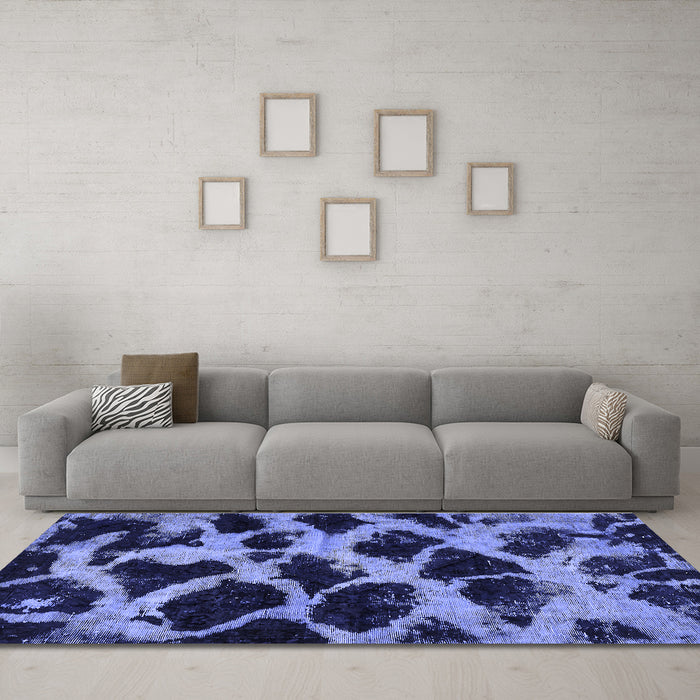 Machine Washable Abstract Blue Modern Rug in a Living Room, wshabs750blu