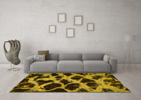 Machine Washable Abstract Yellow Modern Rug, wshabs750yw