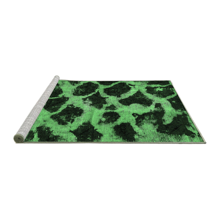 Sideview of Machine Washable Abstract Emerald Green Modern Area Rugs, wshabs750emgrn