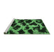 Sideview of Machine Washable Abstract Emerald Green Modern Area Rugs, wshabs750emgrn