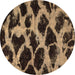 Round Abstract Brown Modern Rug, abs750brn