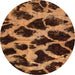 Round Abstract Orange Modern Rug, abs750org